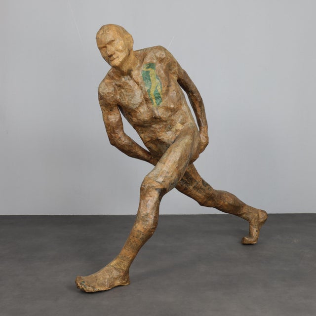 Karol Broniatowski, Life-Size Running Figure Sculpture, 1972, Papier Mache For Sale - Image 11 of 11