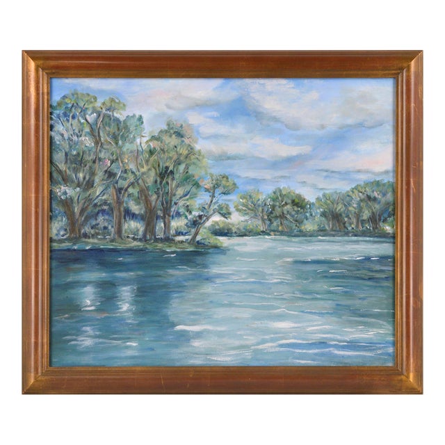 Blue Lake in Summer Landscape by Frederico Domondon For Sale