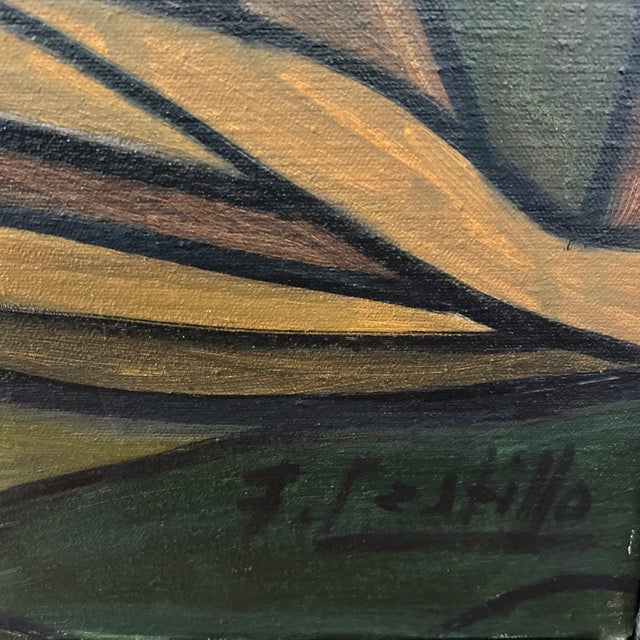 1970s Century Oil on Canvas Framed Signed by Francisco Castillo Village Scene For Sale - Image 9 of 12