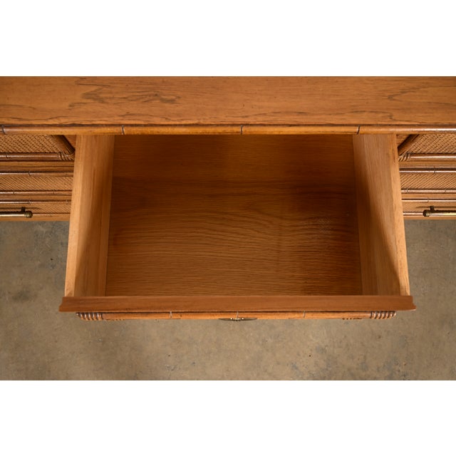 Thomasville Mid-Century Modern Hollywood Regency Faux Bamboo and Rattan Dresser or Credenza, Circa 1970s For Sale - Image 10 of 14