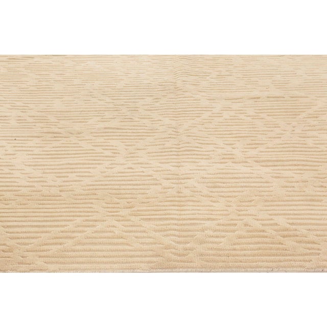 Modern Beige High-low Knotted Wool Rug by Doris Leslie Blau For Sale - Image 4 of 7