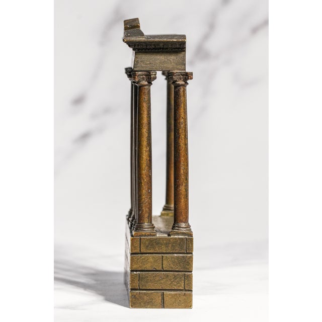 Amazing Miniature 19th Century Antique Grand Tour Bronze Temple of Saturn Statue Sculpture Roman Forum Neoclassical Home Decor For Sale - Image 10 of 12