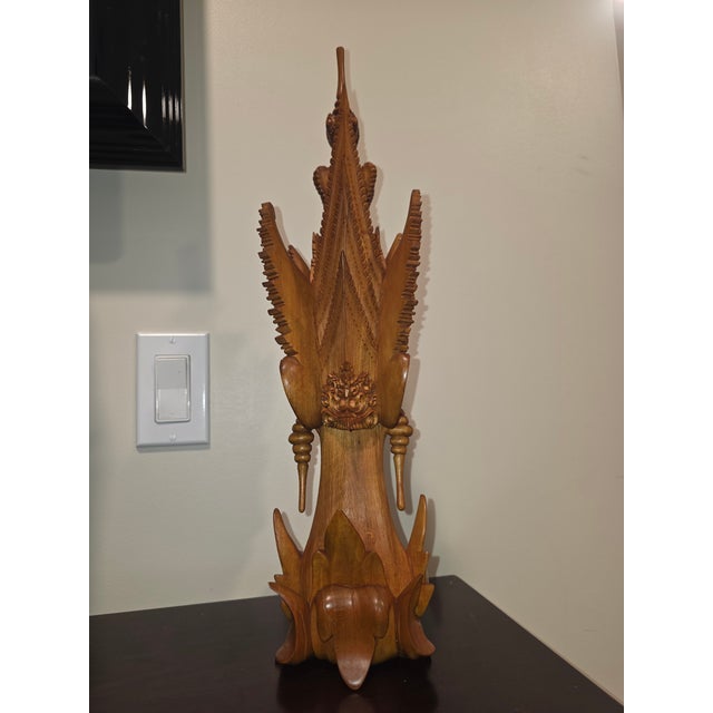 Wood Monumental Mid-Century Balinese Modernist Teakwood Goddess Sita Bust For Sale - Image 7 of 12