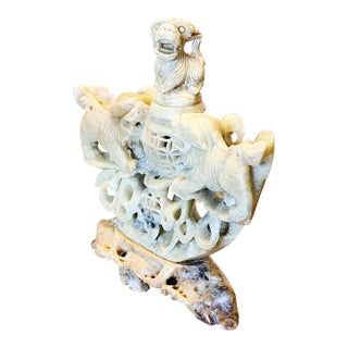 Vintage Antiquity Fu Dog Dragon Trio Decoration Agarbatti Incense Vessel For Sale