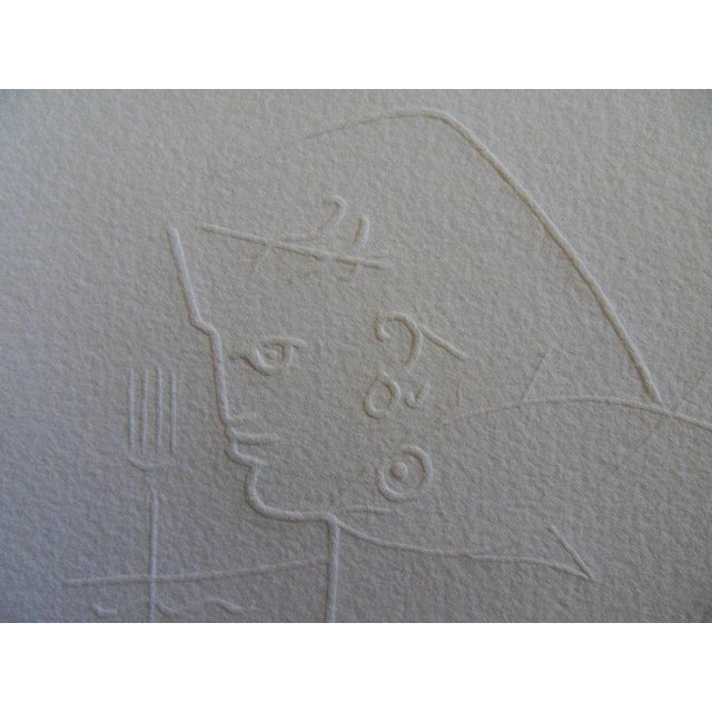 Jean Cocteau (1889-1963) (after) Profile with a Fish Wood engraving by embossing On paper from Moulin de Laroque, 24 x 32...