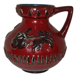 Vintage Red Ceramic Vase by Jopeko, 1970s For Sale