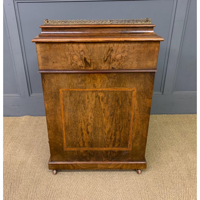 Wood Victorian Inlaid Burr Walnut Davenport Desk, 1865 For Sale - Image 7 of 18
