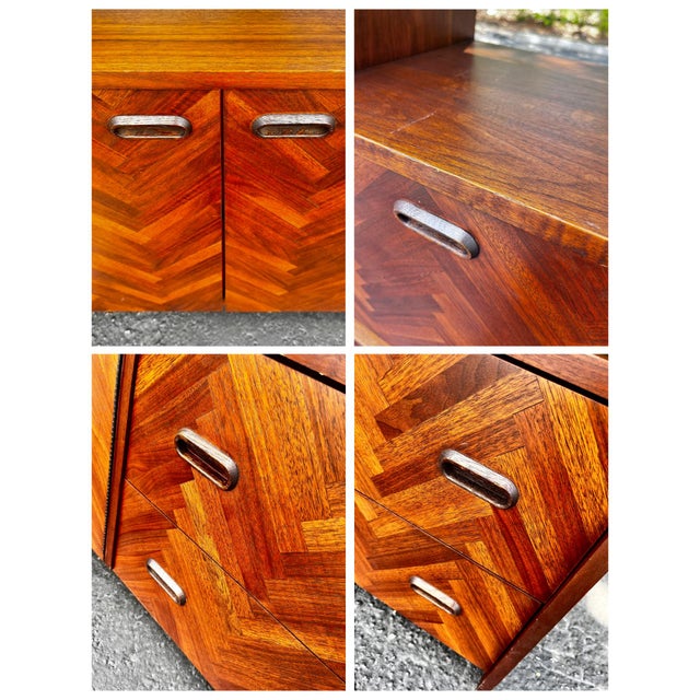Mid Century Danish Modern Herringbone Room Divider or Dry Bar For Sale - Image 11 of 18