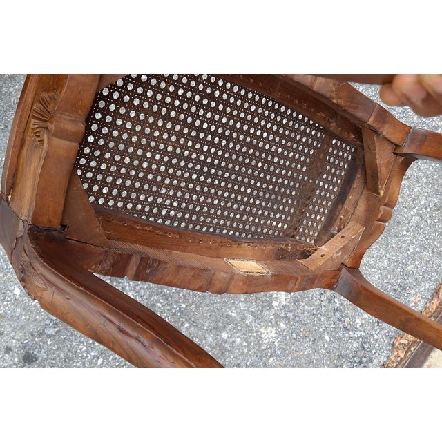 Mid 20th Century Refinished French Provincial Louis XV Style Walnut Bench With a Caned Seat For Sale - Image 12 of 14