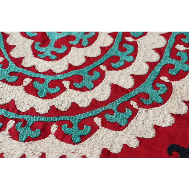 Textile Vintage Hand Embroidered Suzani Wall Hanging, 1920s For Sale - Image 7 of 18