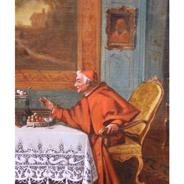 Red Early 20th Century French Cardinal Genre Interior Painting Signed R. Fricheville For Sale - Image 8 of 11