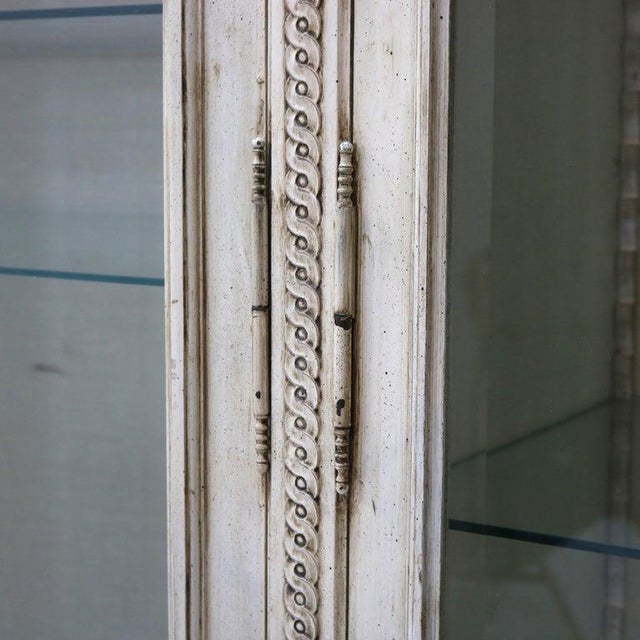 French Provincial Louis XVI Style Three-Door China Cabinet C1920 For Sale - Image 4 of 18