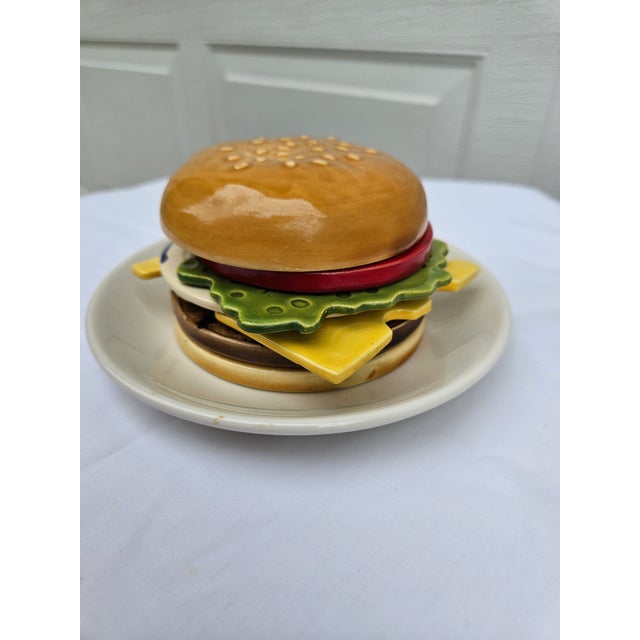 Vintage Ceramic Hamburger Coaster Set With Saucer - 8 pcs For Sale - Image 4 of 14