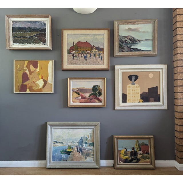 Mid-Century Modern 'Canyon Edge' Vintage Original Semi-Abstract Landscape Oil Painting, Framed For Sale - Image 12 of 12