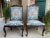 PAIR Antique French Dining Arm Chair Louis XV Carved Oak Blue Persian textile . Direct from France, a striking pair of...