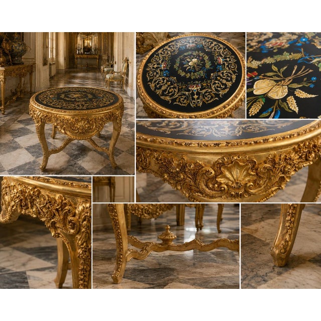Wood 1980s Italian Artisan Baroque Gold Beech Floral Center Table For Sale - Image 7 of 18