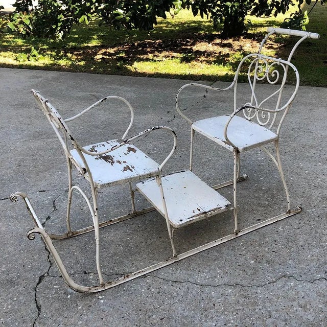 Antique Wrought Iron Sleigh in Country French Style For Sale - Image 4 of 10