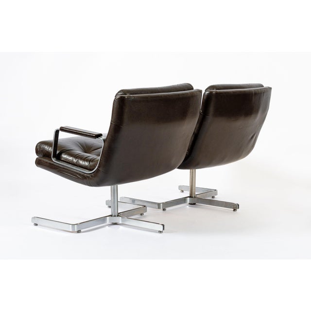Mid Century French Brown Leather Lounge Chairs by Raphael Raffel 1970s For Sale - Image 12 of 18