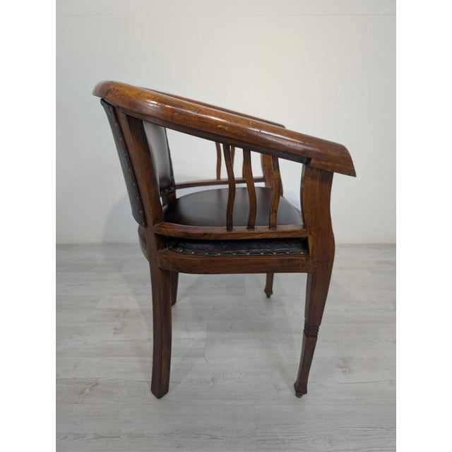 Interwar Wooden Office Chair in Natural Leather, 1890s For Sale - Image 9 of 15