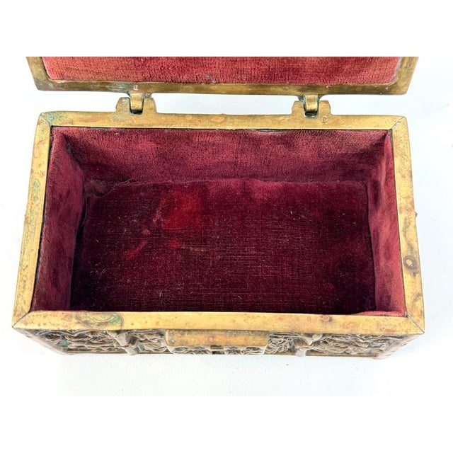 Goldenrod Antique Gothic Revival Bronze Jewelry Box with Religious Scenes, 1890s For Sale - Image 8 of 12