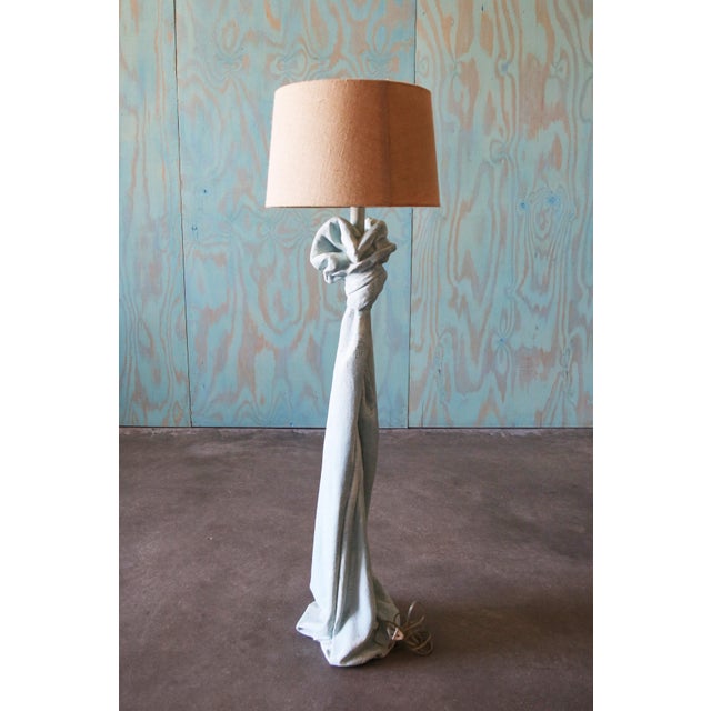 Vintage Sculptural Trompe l'Oeil Plaster "Drape" Floor Lamp After John Dickinson For Sale - Image 15 of 16