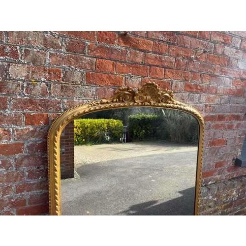 Large Antique English Arched Top Gilt Rope Twist Overmantle Mirror, 19th Century For Sale - Image 4 of 9