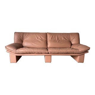 1970's Nicoletti Salotti Postmodern Italian Leather Sofa For Sale