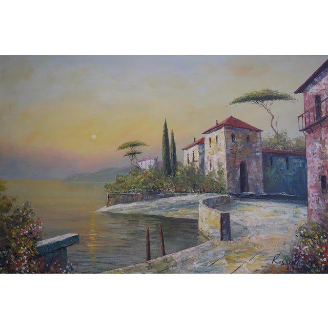 1970s Framed Oil on Canvas Lake Scene Artist Signed For Sale - Image 5 of 12