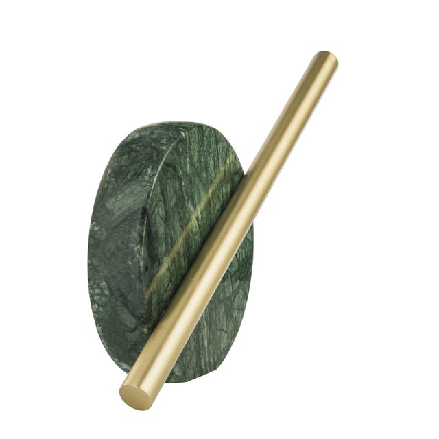 New "Canon/T" Handmade Sculpture Lamp Table in Metal and Marble For Sale - Image 4 of 5