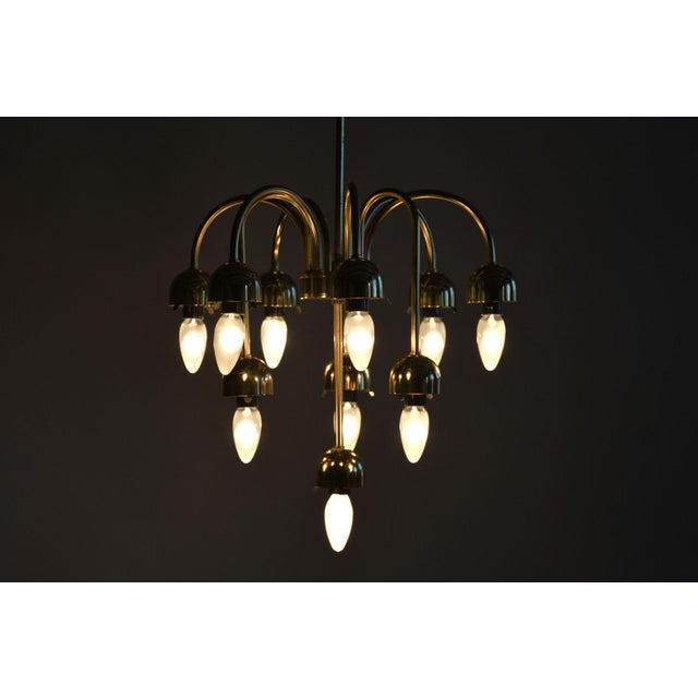 Mid-Century Chandelier in Brass and Opaline Glass, Czech, 1950s For Sale - Image 15 of 16