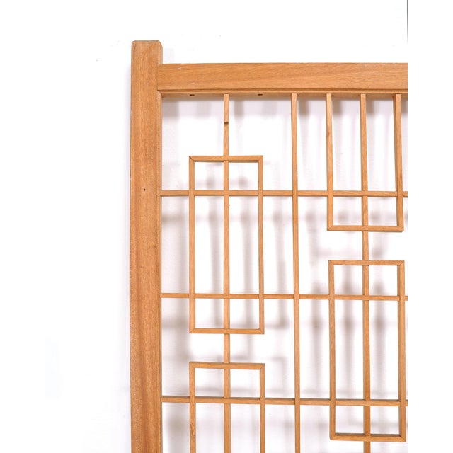 Mid-Century Four-Panel Teak Geometric Screen or Room Divider For Sale - Image 11 of 18