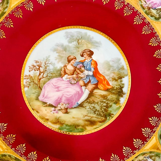 Victorian 1960 Bavarian Decorative Plate With Fragonard Lovers For Sale - Image 3 of 7