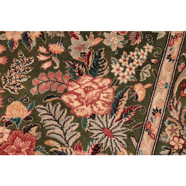 Elegant Floral 1990's Pak-Persian Green/Gold Wool Rug - 6'0'' X 9'3'' For Sale In New York - Image 6 of 9
