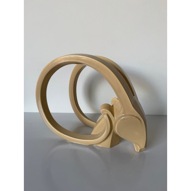 1980s Jaru Glazed Ceramic Gazelle / Ram’s Head Sculpture For Sale - Image 11 of 12