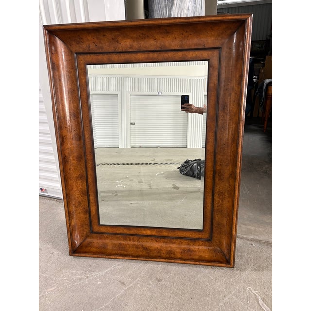 Late 19th Century Neoclassical Style Large Molded Burl Walnut Veneer Mirror, Late 19th Century For Sale - Image 5 of 6