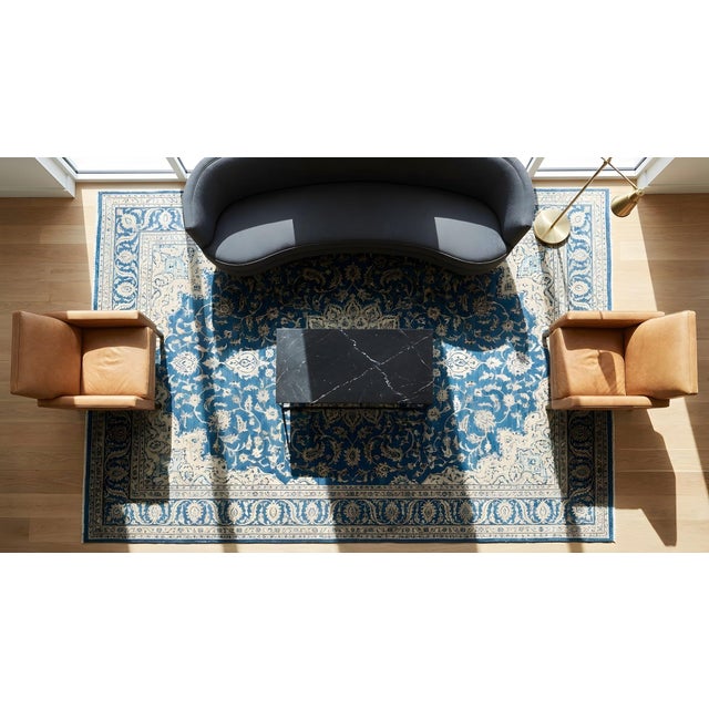 1920s Blue Navy Medallion Antique Chinese Peking Carpet 9'2" X 11'8" Knotted Wool Rug For Sale - Image 14 of 15