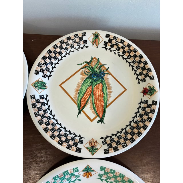 Vintage Fresh Garden Vegetable Motif Dinner Plates - Set of 4 For Sale - Image 4 of 11
