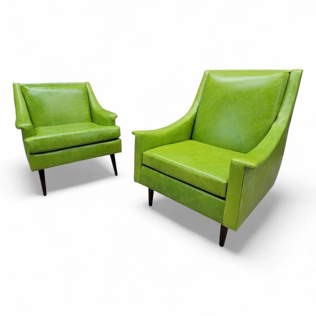 Mid-Century Modern Mid Century Modern Kroehler Attributed Club Chairs Newly Reupholstered in Leather - Set of 2 For Sale - Image 3 of 10