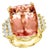 27 Carat Cushion Shape Morganite & Diamond Cocktail Ring 14 Karat Yellow Gold For Sale