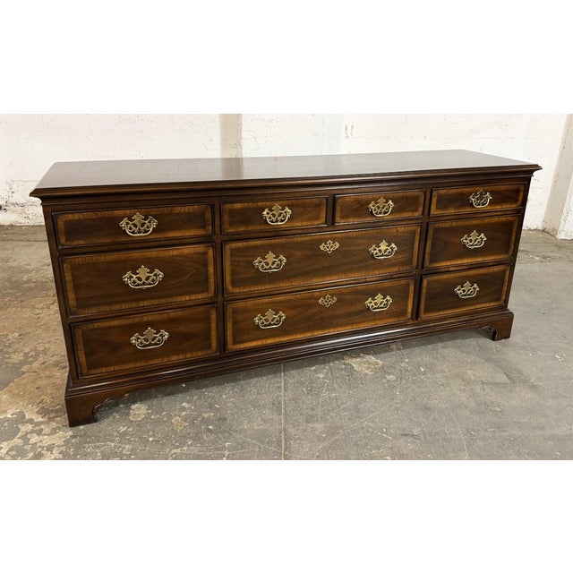 Drexel 18th Century Collection Banded Dresser With Dual Mirrors For Sale In Raleigh - Image 6 of 17