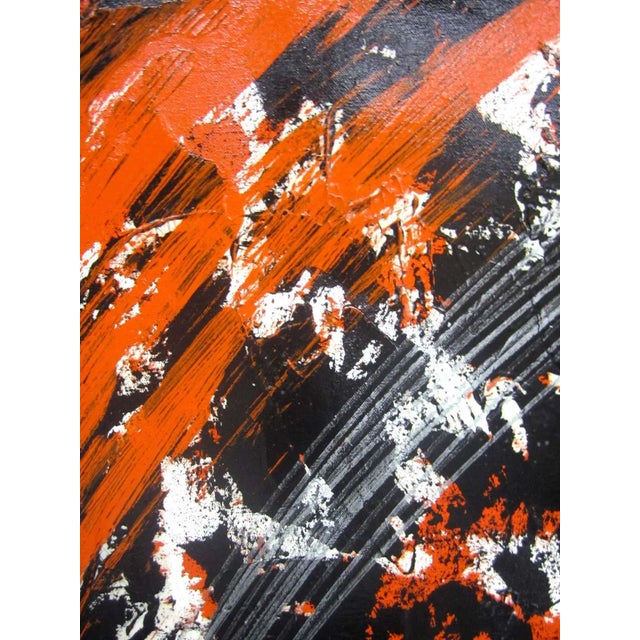 Acrylic painting of a stylized mandala in red by artist Gerald Campbell dating from the late 1980s-early 1990s. Campbell,...