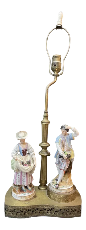 Vintage European Style Porcelain Figurines Lamp