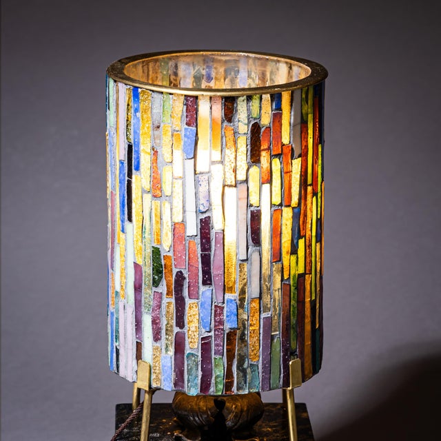 Modern Small Table Lamp with Glass Shade, 1960s For Sale - Image 3 of 9