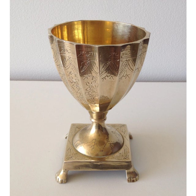 Metal Vintage Indian Brass Footed Chalice For Sale - Image 7 of 7