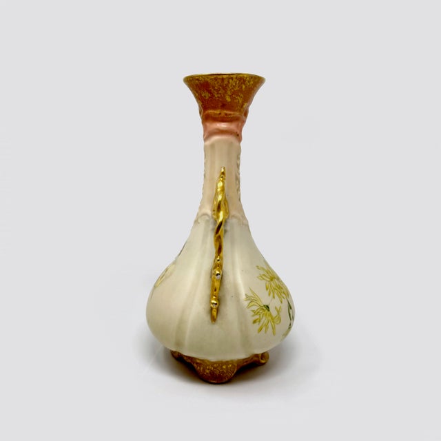 Early 20th Century Antique Art Nouveau Portrait Vase - Gilded Scroll Handles For Sale - Image 5 of 7