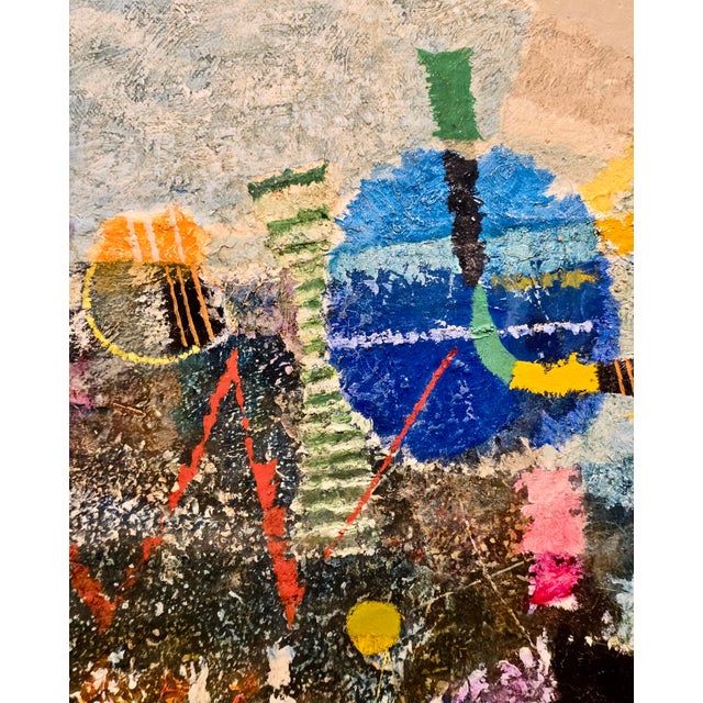 Textile Kishio Murata - 1966 Abstract Cityscape - Original Oil Painting For Sale - Image 7 of 15