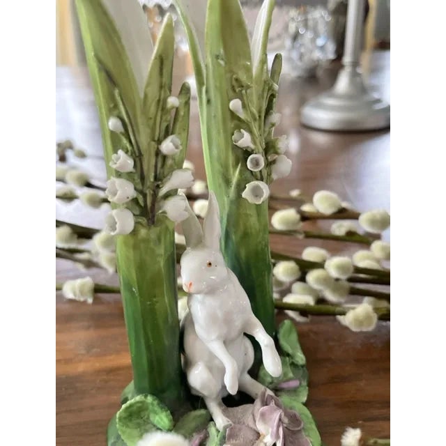 Figurative Mid 20th Century Majolica Style Hare Vases- A Pair For Sale - Image 3 of 12