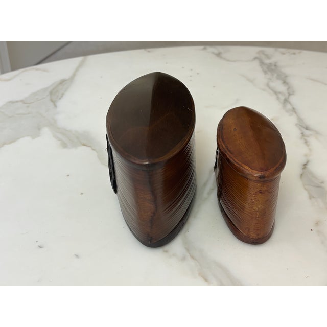 Wood Antique/Vintage Thai Akha Hill Tribe Bamboo and Rattan Tobacco Boxes, a Pair For Sale - Image 7 of 12