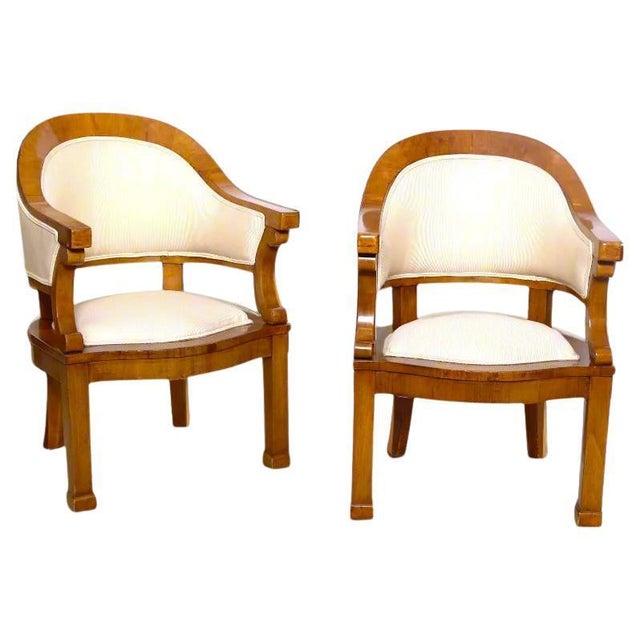 Pair of Antique Biedermeier Cherrywood Armchairs, Attr. to Joseph Danhauser For Sale - Image 9 of 18