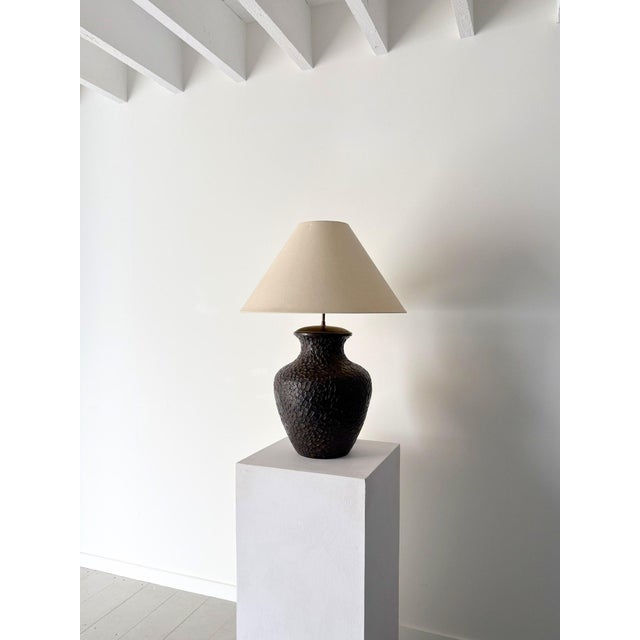 Large Vintage Pottery Table Lamp, 1970s For Sale - Image 4 of 12